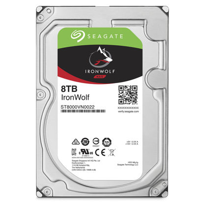 Picture of Seagate IronWolf 8Tb NAS Internal Hard Drive HDD - 3.5 Inch SATA 6GB/S 7200 RPM 256MB Cache for Raid Network Attached Storage (ST8000VN0022),Silver