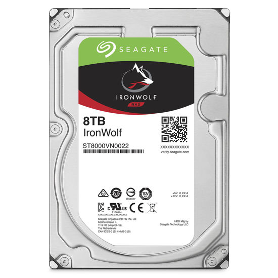 Picture of Seagate IronWolf 8Tb NAS Internal Hard Drive HDD - 3.5 Inch SATA 6GB/S 7200 RPM 256MB Cache for Raid Network Attached Storage (ST8000VN0022),Silver