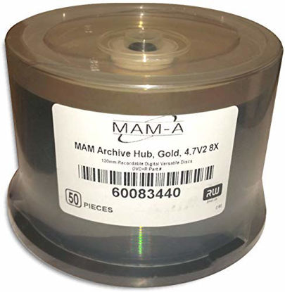 Picture of 4.7 GB MAM-A (Mitsui) GOLD 8X DVD+R's (Archival-grade) 50-pak in Cakebox