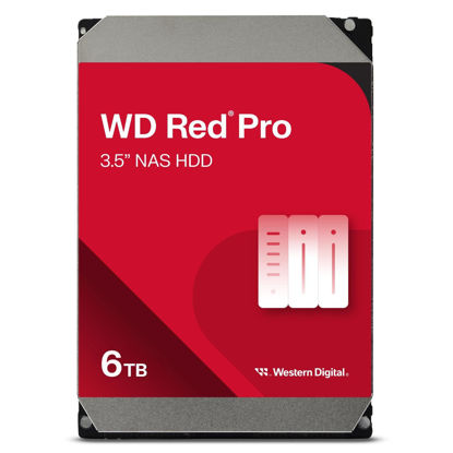 Picture of Western Digital 6TB WD Red Pro NAS Internal Hard Drive HDD - 7200 RPM, SATA 6 Gb/s, CMR, 256 MB Cache, 3.5" - WD6003FFBX