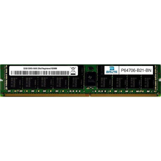 Picture of Brute Networks P64706-B21-BN - 32GB PC5-44800 DDR5-5600Mhz 2Rx8 ECC Registered RDIMM(Compatible with OEM PN# P64706-B21)