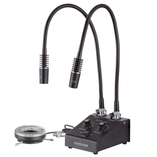 Picture of AmScope Powerful LED Dual Goose-Neck and Ring Light Illuminator