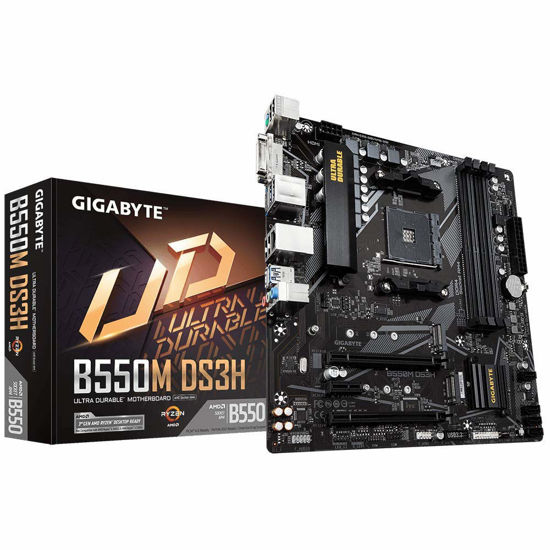 Picture of GIGABYTE B550M DS3H (AM4 AMD/B550/Micro ATX/Dual M.2/SATA 6Gb/s/USB 3.2 Gen 1/PCIe 4.0/HMDI/DVI/DDR4/Motherboard)