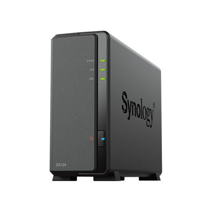Picture of Synology DiskStation DS124 1-Bay 3.5inch Diskless 1xGbE NAS (Tower), Realtek RTD1619B quad-core. 1.4GHz, 1GB RAM, 2xUSB3 - 2 yr - Launch date 19JUL23