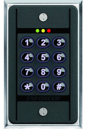 Picture of Seco-Larm SK-B111-PQ Bluetooth Access Controller Indoor Single-Gang Keypad with Proximity Reader, Multiple User Types, App-Based Setup, Up to 200 Users, Easy Backup/Restore, Wrong-Code Lockout