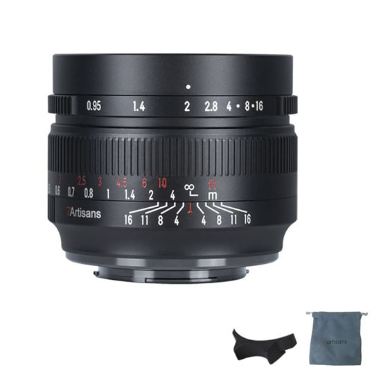 Picture of 7artisans 50mm F0.95 Large Aperture Prime Lens APS-C Lens Compatible for Fuji FX-Mount Mirrorless Cameras ，Manual Focus for Fuji X-A1/X-A2/X-A3/X-A5/X-A7/X-A10/X-A20 Black