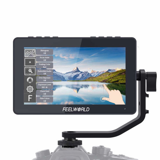 Picture of Feelworld F5 Pro 5.5 Inch on DSLR Camera Field Monitor,External Monitor Touch Screen IPS FHD1920x1080 4K HDMI Video Focus Assist for Gimbal Rig Support for Transmitter