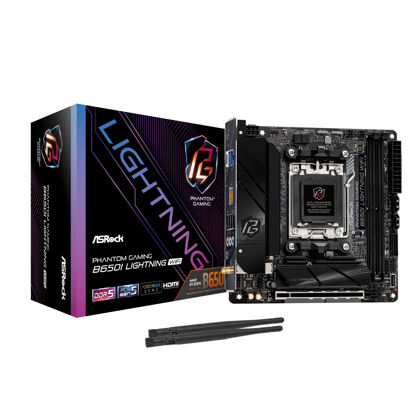 Picture of ASRock B650I Lightning WiFi 6E AMD Socket AM5 Ryzen B650 DDR5 7200 MHz 128 GB SATA3 6.0 Gb/s Mini ITX Motherboard M.2