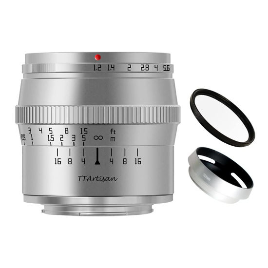 Picture of TTArtisan 50mm F1.2 APS-C Manual Focus Large Aperture Fixed Focus Lens Silver for Panasonic/Sigma/Leica L Mount Camera T TL TL2 CL FP