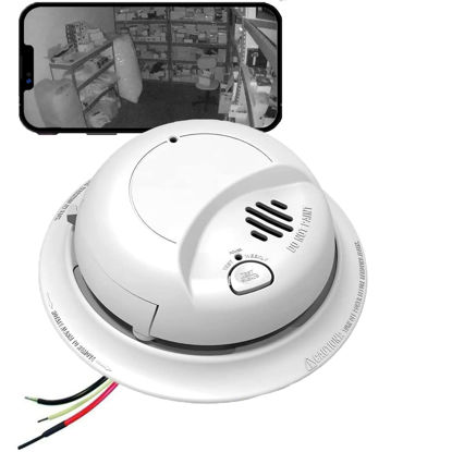 Picture of Invisible IR Night Vision SecureGuard 2K HD Smoke Detector WIFI Spy Camera Tuya Smart P2P Wi-Fi Fire Alarm Hidden Nanny Cam Spy Camera, Ceiling Mount, 110V AC (9120 Model / Video Only / No Audio)