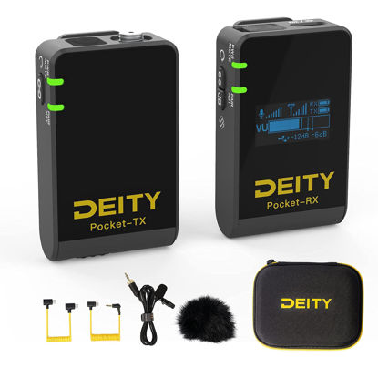 Picture of Deity Pocket Wireless Microphone System (Pocket TX + Pocket RX) OLED Display 3.5 mm Audio Input Compatible with DSLR Cameras, camcorders, Android Smartphones, Laptop, PC Black