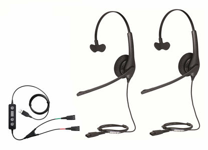 Picture of Jabra Softphone PC USB Training Bundle with Two (2) Jabra Biz 1500 Mono QD Headsets and USB Training Y-Cable