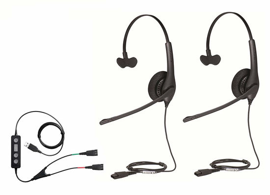 Picture of Jabra Softphone PC USB Training Bundle with Two (2) Jabra Biz 1500 Mono QD Headsets and USB Training Y-Cable
