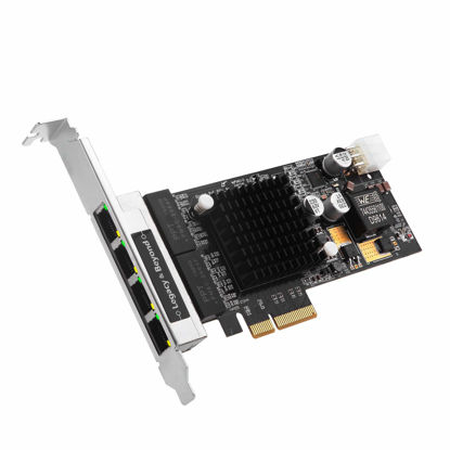 Picture of SIIG 4-Port Gigabit Ethernet with PoE PCIe Card -Intel 350, PCIe 2.0 x4 to Quad RJ-45,1000/100/10Mbps,PoE,802.3af Power Over Ethernet,Intel I350-T4,Large Heat Sink,Dual-Profile Brackets LB-GE0811-S1