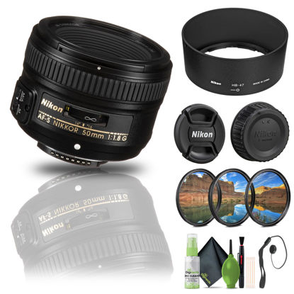 Picture of Nikon AF-S NIKKOR 50mm f/1.8G Lens (2199) + Filter Kit + Cap Keeper + Cleaning Kit