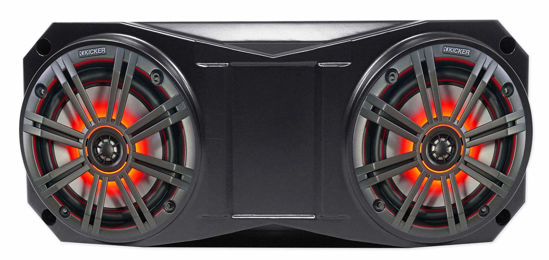 Picture of (2) Kicker 45KM654L 6.5" 390w Marine LED Speakers w/Charcoal, White Grilles KM65 Bundle with Metra OH-UNI01 6.5" Overhead Speaker Pod Enclosure Compatible with Polaris RZR/ATV/UTV/Cart