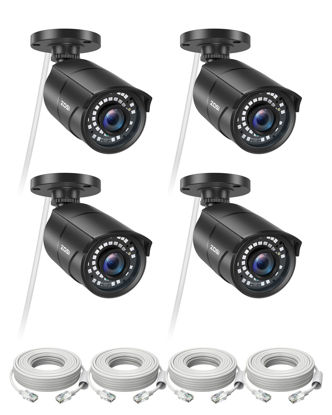 Picture of ZOSI 4 Pack 5MP 3K Add-on Security POE Camera with Cable, 2880 x 1620 Indoor Outdoor Bullet IP Camera, 120ft Night Vision, 3.6mm Lens, 95°View Angle, IP66 Weatherproof (Only Work with Our PoE NVR)