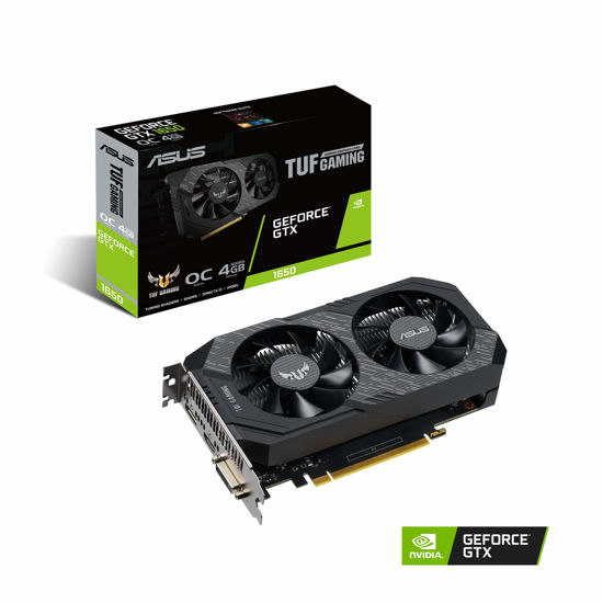 Picture of ASUS TUF Gaming NVIDIA GeForce GTX 1650 OC Edition Graphics Card (PCIe 3.0, 4GB GDDR6 Memory, HDMI, DisplayPort, DVI-D, 1x 6-pin Power Connector, IP5X Dust Resistance, Space-Grade Lubricant)