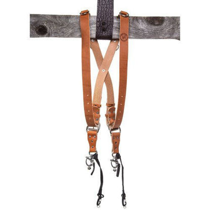 Picture of HoldFast Gear Money Maker English Bridle Leather Large Two-Camera Harness, Tan