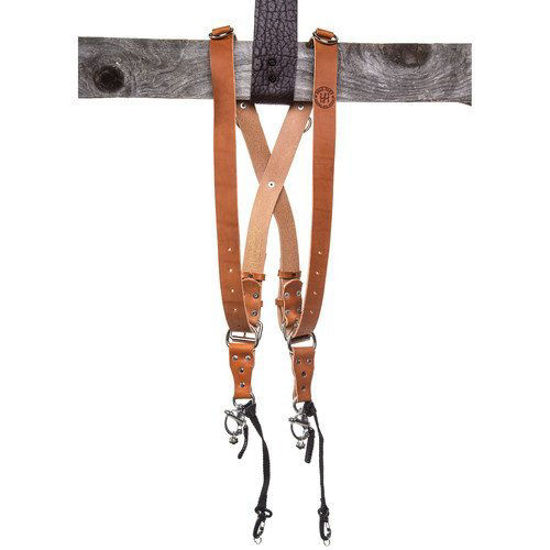 Picture of HoldFast Gear Money Maker English Bridle Leather Large Two-Camera Harness, Tan