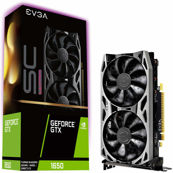 Picture of EVGA GeForce GTX 1650 SC Ultra Gaming, 04G-P4-1057-KR, 4GB GDDR5, Dual Fan, Metal Backplate