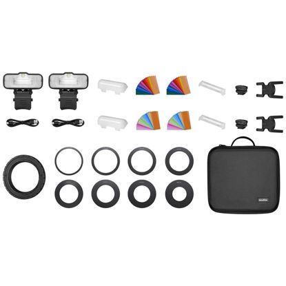 Picture of Flashpoint MF12 Macro Flash 2-Light Kit, R2 2.4GHz Wireless Control Off Camera Flash, Built-in 3.7V/6.29W Lithium Battery, Color Effects Set and Color Temperature Set for Flash Macro Photography