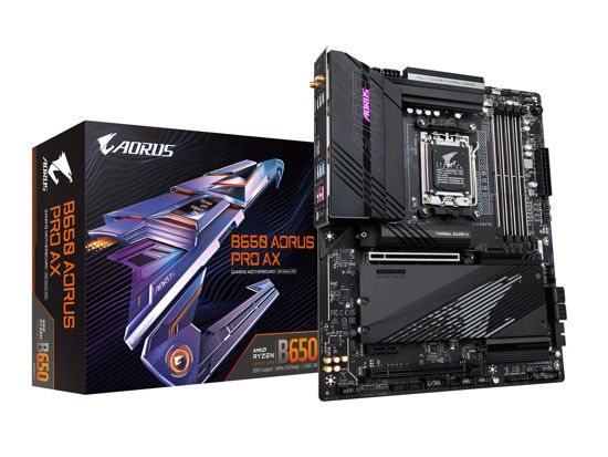 Picture of GIGABYTE B650 AORUS PRO AX AMD B650 ATX Motherboard with 5-Year Warranty, DDR5, PCIe 5.0, WiFi 6E, Quad M.2