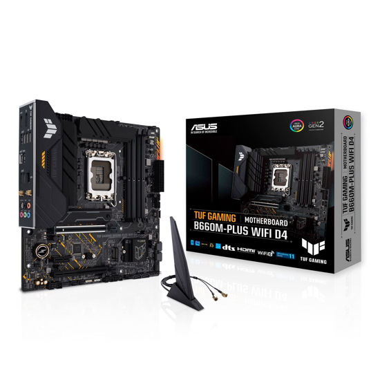 Picture of ASUS TUF B660M-PLUS WiFi D4 LGA 1700(Intel 12th Gen) mATX Gaming Motherboard (PCIe 5.0,DDR4,2xPCIe 4.0 M.2 Slots,WiFi 6,2.5 Gb LAN,Front USB 3.2 Gen 1 Type-C,Two-Way AI Noise Cancelation)
