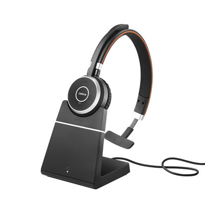 Picture of Jabra Evolve 65 SE Link380a UC Mono Stand- Bluetooth Headset with Noise-Cancelling Microphone, Long-Lasting Battery and Dual Connectivity - Works with All Other Platforms - Black