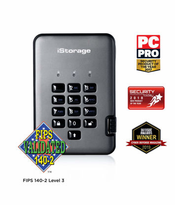 Picture of iStorage diskAshur PRO2 SSD 128GB |Secure Solid State Drive | FIPS Level 3 certified | Password protected | Dust/Water-Resistant | Hardware encryption