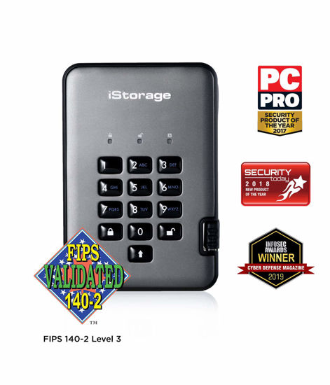 Picture of iStorage diskAshur PRO2 SSD 128GB |Secure Solid State Drive | FIPS Level 3 certified | Password protected | Dust/Water-Resistant | Hardware encryption