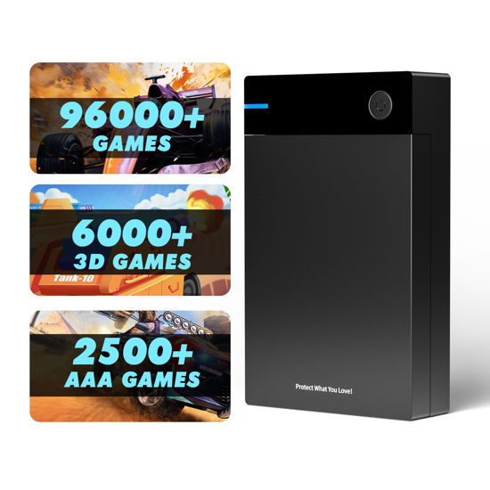 Picture of Kinhank 12tb Retro Game Hard Drive Disk with 96000+ Games, Retro Game Consoles Compatible with 400+ Emulators, Portable Game Hard Drive Disk Compatible with Win 7/8/10/11