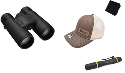 Picture of NIKON Monarch M5 10x42 Binocular & Brown Hat & Lens Pen & Gritr Microfibre