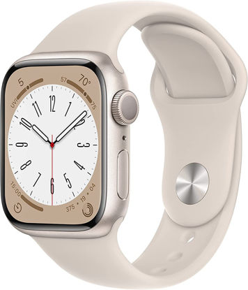 Picture of Apple Watch Series 8 [GPS, 45mm] - Starlight Aluminum Case with with Starlight Sport Band, S/M (Renewed)