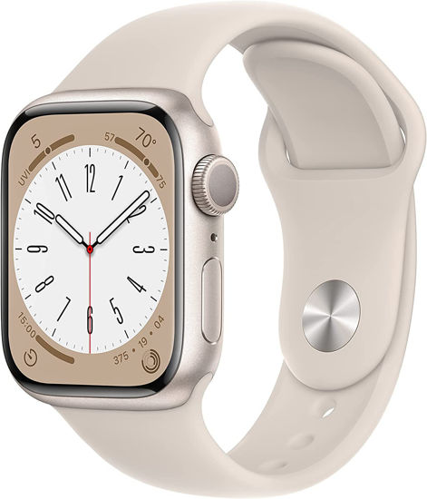 Picture of Apple Watch Series 8 [GPS, 45mm] - Starlight Aluminum Case with with Starlight Sport Band, S/M (Renewed)