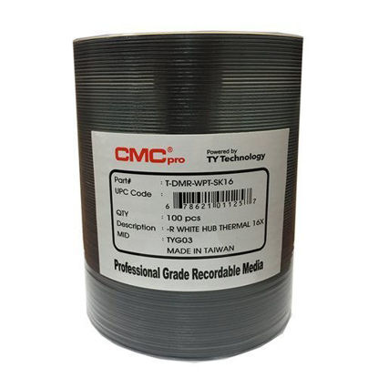 Picture of CMC Pro, 16X, 4.7GB, 16X, White Everest Thermal Hub-Printable, 600 Disc Tape Wrap
