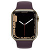 Picture of Apple Watch Series 7 (GPS + Cellular, 45MM) Gold Stainless Steel Case with Dark Cherry Sport Band (Renewed)