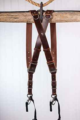 Picture of HoldFast Gear Money Maker Two-Camera Harness (Water Buffalo, Burgundy, Small Size)