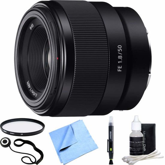 Picture of Sony FE 50mm F1.8 Full-frame Prime E-Mount Lens SEL50F18F Bundle with 49mm Multicoated UV Protective Filter, Lens Cleaning Pen and Accessories (5 Items)