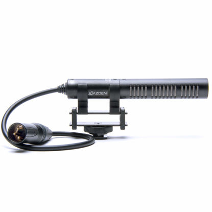 Picture of Azden SGM-PDII Compact Shotgun Microphone with Attached XLR Cable for On-Camera Mounting