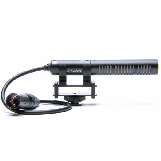 Picture of Azden SGM-PDII Compact Shotgun Microphone with Attached XLR Cable for On-Camera Mounting