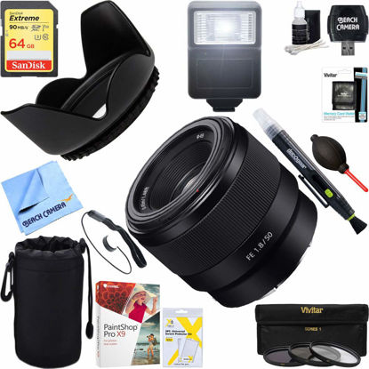 Picture of Sony (SEL50F18F FE 50mm F1.8 Full-Frame E-Mount Lens + 64GB Ultimate Filter & Flash Photography Bundle