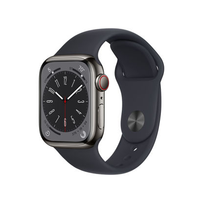 Picture of Apple Watch Series 8 (GPS + Cellular, 41MM) Graphite Stainless Steel Case with Midnight Sport Band, M/L (Renewed Premium)