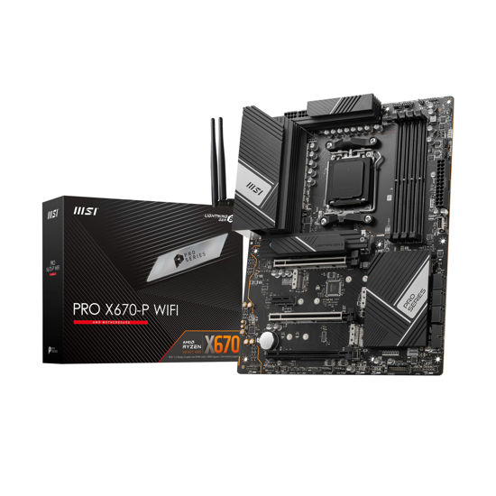 Picture of MSI PRO X670-P WiFi ProSeries Motherboard (AMD AM5, DDR5, PCIe 4.0, SATA 6Gb/s, M.2, USB 3.2 Gen 2, Wi-Fi 6E, HDMI/DP, ATX)