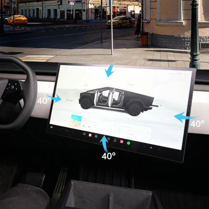 Picture of Airayvis Cybertruck Accessories 4-Way Adjustable Screen Tilt & Swivel Mount for 2024 Tesla Cybertruck Center Console Navigation - Rotating Holder for Original Console Screen