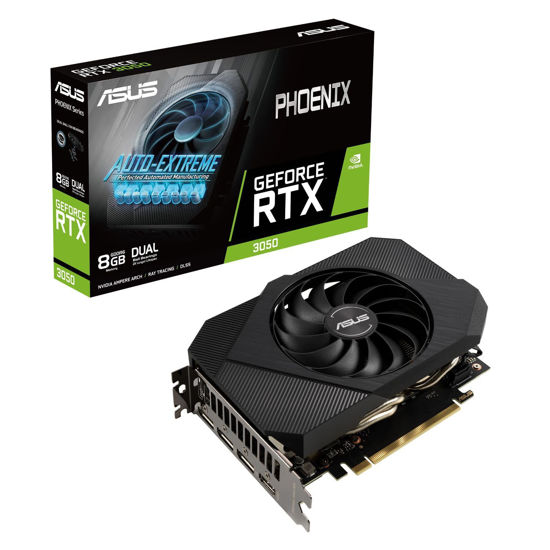 Picture of ASUS Phoenix NVIDIA GeForce RTX 3050 Gaming Graphics Card - PCIe 4.0, 8GB GDDR6 Memory, HDMI 2.1, DisplayPort 1.4a, Axial-tech Fan Design, Protective Backplate, Dual Ball Fan Bearings, Auto-Extreme