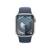 Picture of Apple Watch Series 9 [GPS + Cellular 41mm] Silver Aluminum Case with Storm Blue Sport Band, S/M (Renewed)