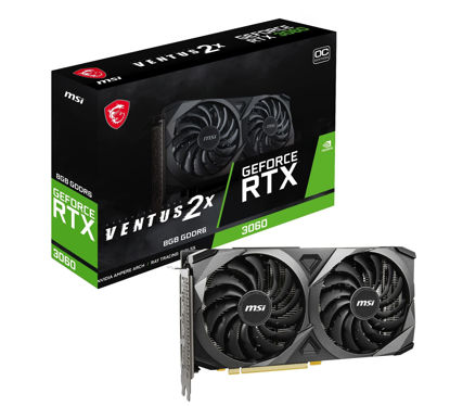 Picture of MSI Gaming GeForce RTX 3060 8GB GDRR6 Boost Clock: 1807 MHz 128-Bit HDMI/DP PCIe 4 Torx Twin Fan Ampere OC Graphics Card (RTX 3060 Ventus 2X 8G OC)