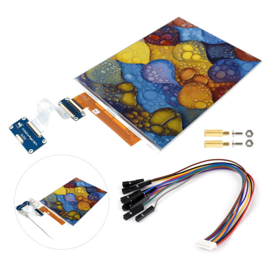 Picture of Waveshare 13.3inch E Ink Spectra 6 (E6) Full Color E-Paper Display, Compatible with Raspberry Pi 5/4B, 1600×1200, SPI, with HAT+ Standard Driver HAT