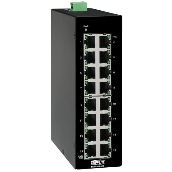 Picture of Tripp Lite Industrial 16 Port Ethernet Network Switch 10/100/1000 Mbps -40° to 167°F Unmanaged TAA Compliant DIN Mount (NGI-U16)
